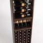 Wood wine rack cabinet with slanted top bottle holders, shelf display, and bottom cube bottle storage