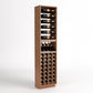 Tall wine storage display rack with 4 columns, bottle shelves, and cork cubby openings