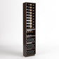 Wine bottle storage cabinet with 4-column bottle rails, wood body, and multiple wine cubbies