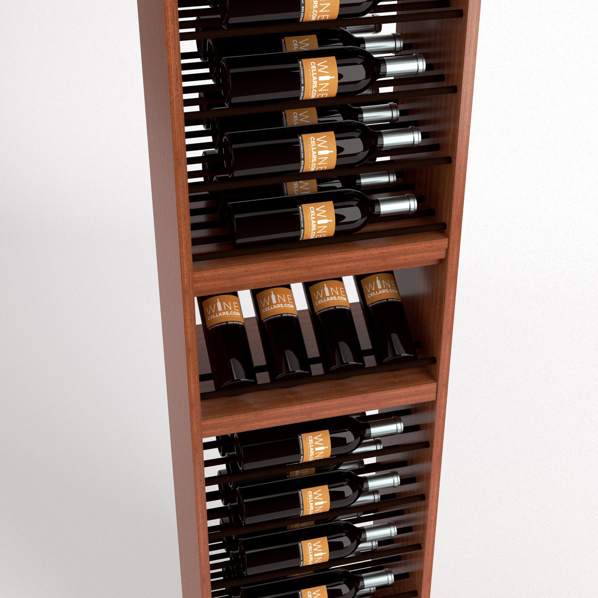 Medium wood wine bottle rack with 4-column rails and bottle display shelves