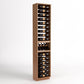 Light wood wine bottle rack with narrow frame and 4-column horizontal rails