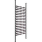 Black metal bottle display kit with horizontal rails for wine bottles