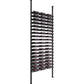 Matte black low-profile wine bottle rack with multiple tiers for storing wine bottles