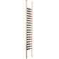 Light wood low-profile wine rack posts with horizontal bottle slots, two vertical rails.