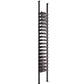 Black low-profile wine bottle post rack with two vertical rails and bottle trays