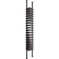 Black low-profile wine bottle post rack with stacked metal bottle holders