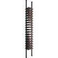 Black low-profile wine bottle post rack with multiple horizontal bottle trays
