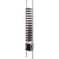 Freestanding wine bottle rack with silver frame, horizontal rows, and bottom bottle crate