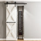 Wine bottle storage cabinet with X-panel doors and tall vertical bottle rack