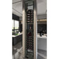 Low-profile wine box kit, installed tall vertical rack with red wine bottles in dark frame