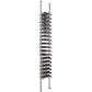 Wine bottle rack with horizontal ledges on light gray posts for countertop or floor use
