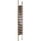 Wine bottle rack with horizontal ledges on bronze posts for countertop or floor use
