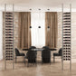 Low-profile wine bottle storage rack set with dark posts and multi-tier bottle ledges