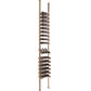 Wine bottle display rack with golden bronze frame and stacked bottle cradles
