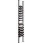 Wine bottle display rack with matte black frame and rows of bottle cradles