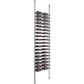 Wine bottle display rack with silver/gray metal posts and multi-row bottle storage