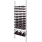 Low-profile wine bottle rack kit with cool gray frame and stacked horizontal bottle compartments