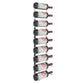 Wall wine bottle rack holding white wine bottles with metal bottle holder arms