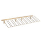 Wall-mounted wine bottle rack for 9 bottles, gold-toned slat frame with side mounting brackets