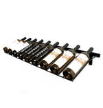 Wine bottle wall rack with black finish and slanted wire bottle holders