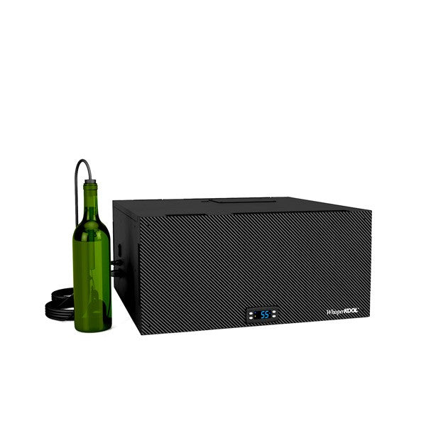 WhisperKOOL slimline wine cellar cooling unit, black cabinet with front display
