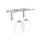 Silver-tone wall-mounted stemware rack holding two wine glasses