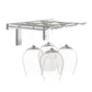 Silver-tone wall-mounted stemware rack holding four wine glasses