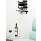 Black wall-mounted stemware rack with a few hanging wine glasses