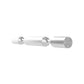 Two-bottle wine pin holder in polished aluminum finish, side view with two support arms