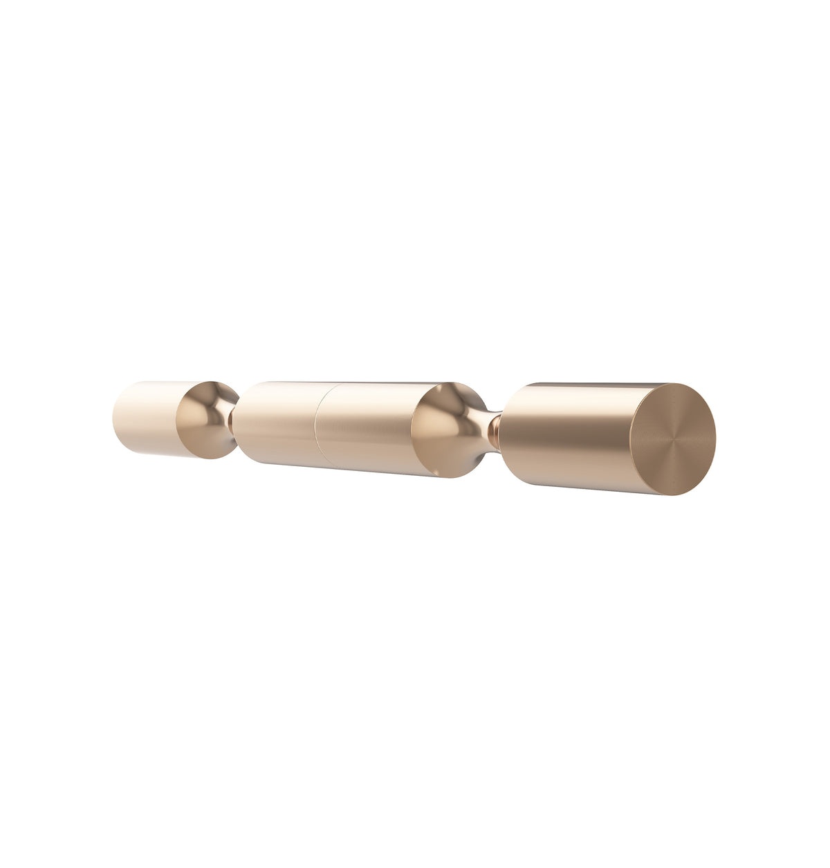 Two-bottle wine pin holder in golden bronze finish, side view of two pin arms