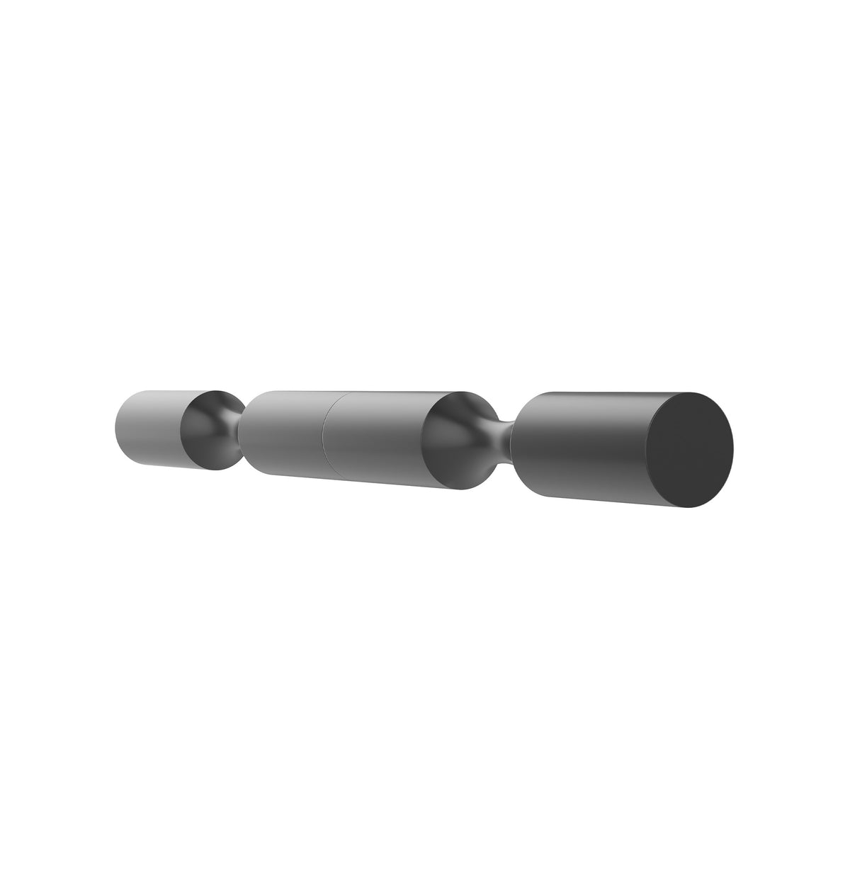 Two-bottle wine pin holder in gunmetal finish, minimal side view of two pin arms