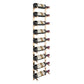 Wine bottle rack with golden bronze rails holding multiple wine bottles