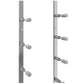 Wine bottle rack rail with gunmetal-gray pegs for holding wine bottles, side view