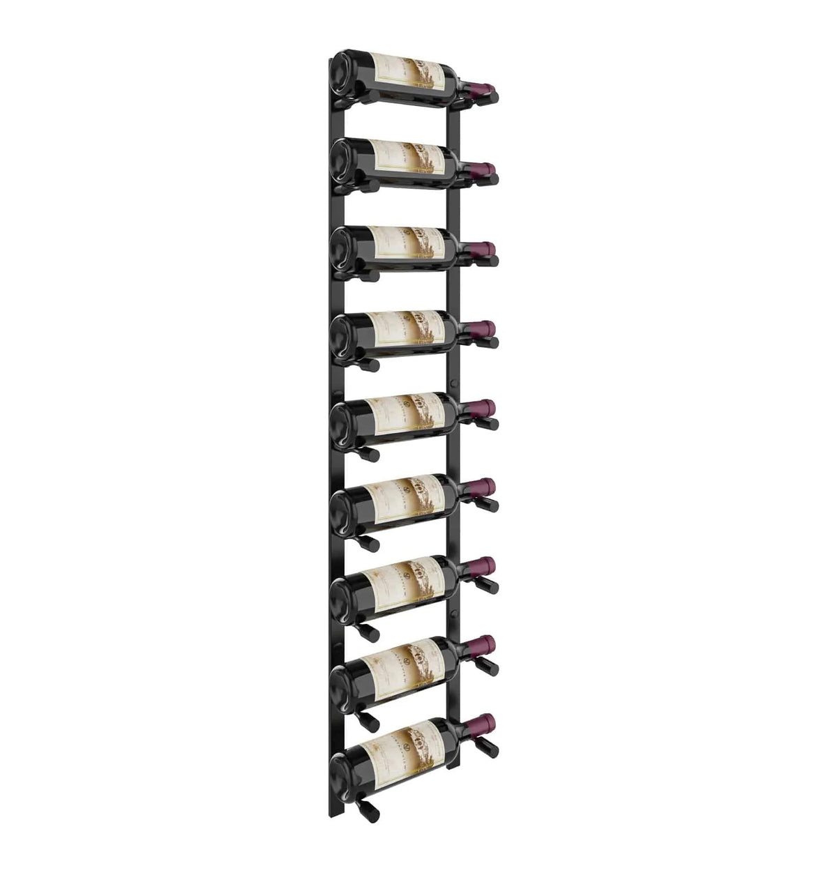 Vino Pins Flex wine bottle rack with black rails and bottle pin pegs