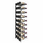 Wine bottle rack with golden bronze rails, holding multiple bottles in vertical rows