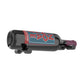 Wine bottle holder pins on a black wine bottle with logo label
