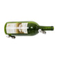 Green magnum wine bottle wall pin display with metal mounts near the neck