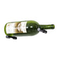 Green magnum wine bottle with metal wall pins; side view of mounted bottle