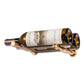 Two-bottle wine pin holder set with bronze-gold metal arms and bottle-cup mounts