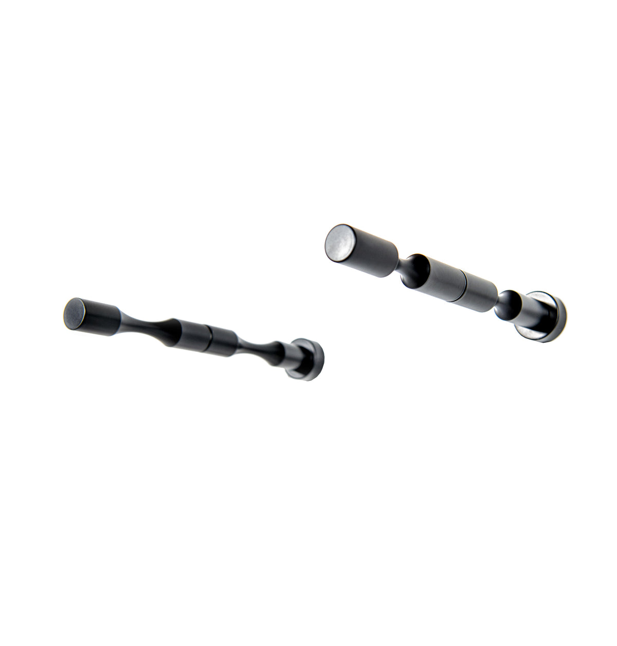 Matte black metal bottle pin set with two pairs of curved bottle supports