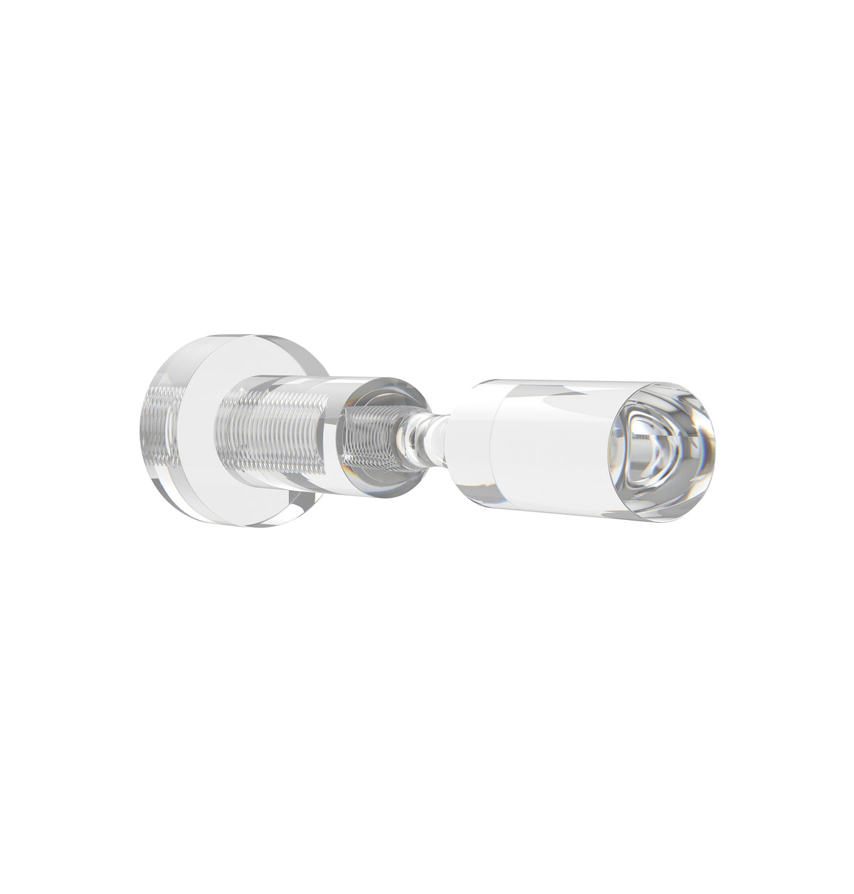 Clear acrylic wine bottle pin with chrome metal mounting base and spiral threads