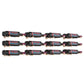 Wine bottle rack grid with 12 dark wine bottles secured in black pin holders