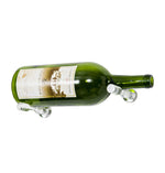 Clear acrylic magnum bottle wall pin holding a green wine bottle with label facing up