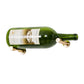 Green magnum wine bottle with metal wall pins; angled view with pins on both sides