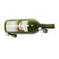 Green magnum wine bottle with metal wall pins under the bottle and by the neck