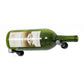 Green magnum wine bottle wall pin display with metal mounts under the sides