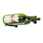 Two green magnum wine bottles with black Vino pins and curved mounting holders