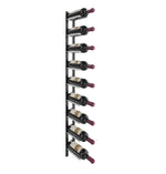Wine bottle rail rack with 9 slots, matte black frame and black bottle cradles