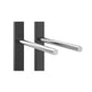 Wine bottle rail rack with 9 slots, dark gray posts and silver metal support rails