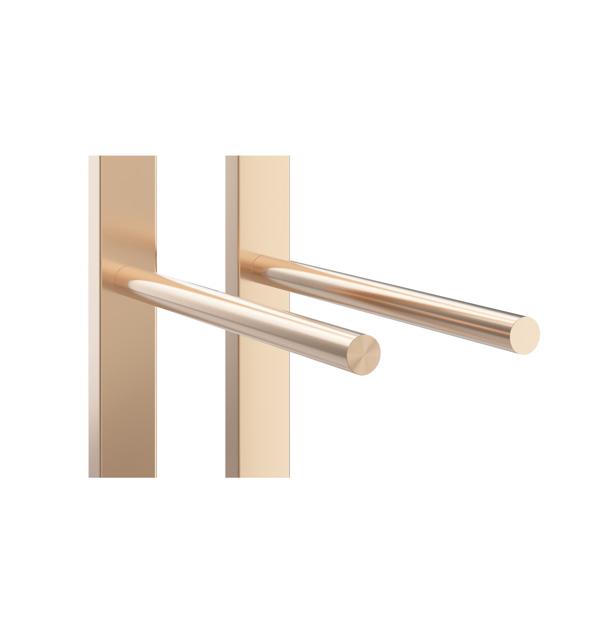 Wine bottle rail rack with 9 slots, bronze-toned posts and long metal support rails